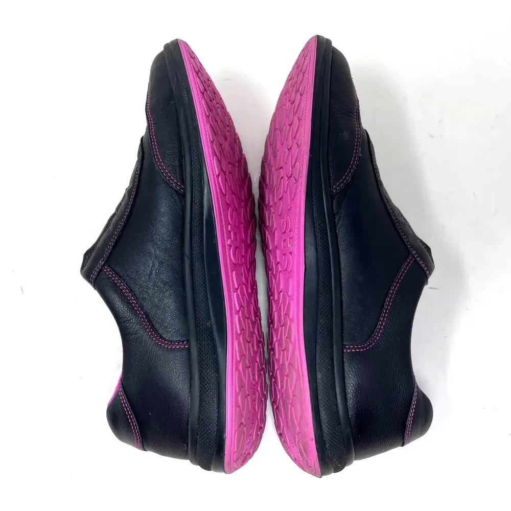 SAS Sporty Lux Sneaker Womens 11 N Black Leather Pink Trim Lace Up Comfort - Picture 7 of 9